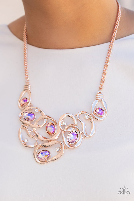 "Warp Speed" Rose Gold Necklace Life of the Party Exclusive July 2022 by Paparazzi Accessories