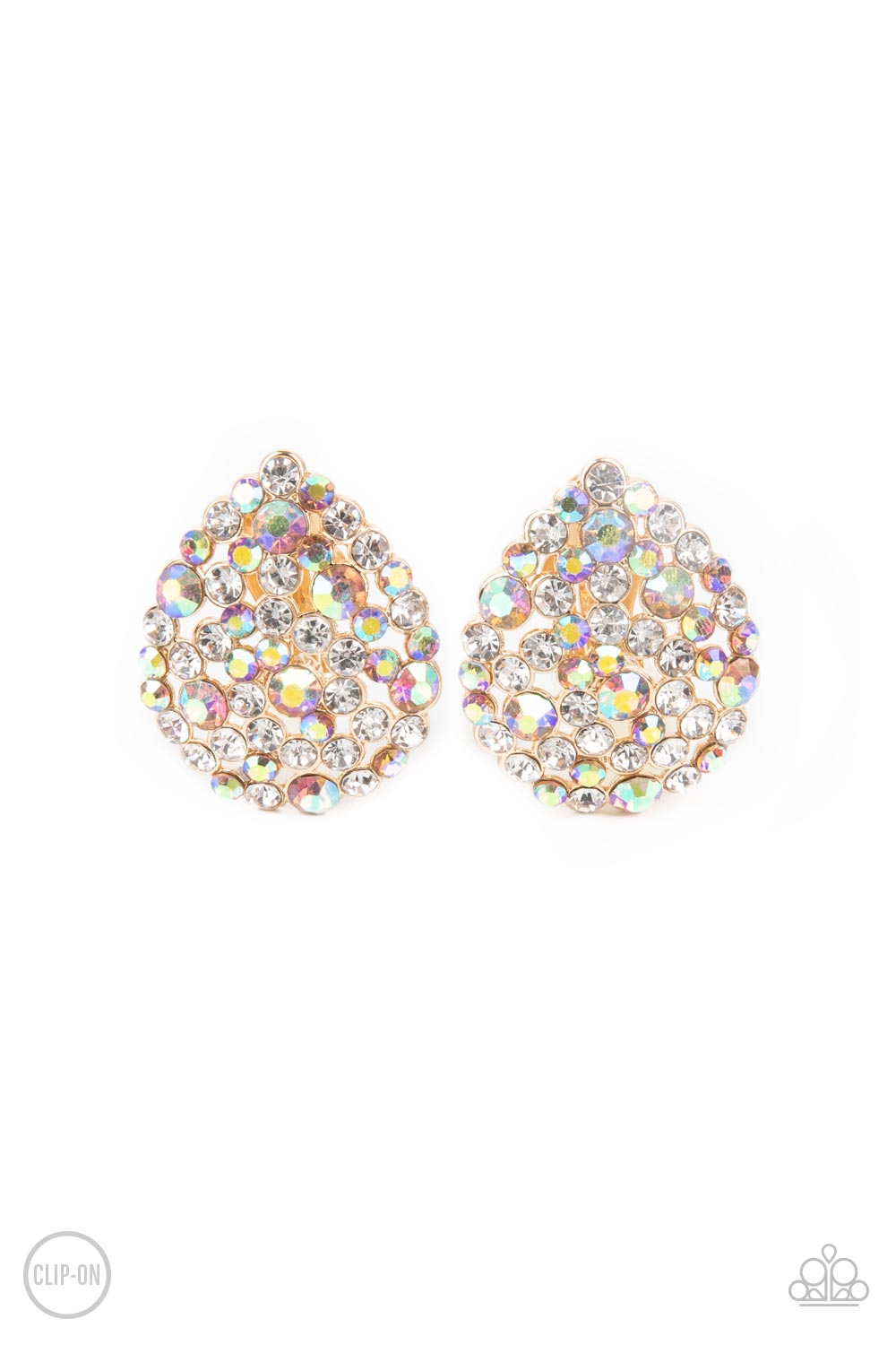 Elite League Gold Clip-On Earrings by Paparazzi Accessories