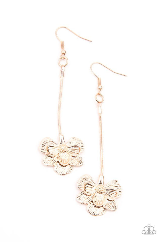 Opulently Orchid Rose Gold Earrings by Paparazzi Accessories