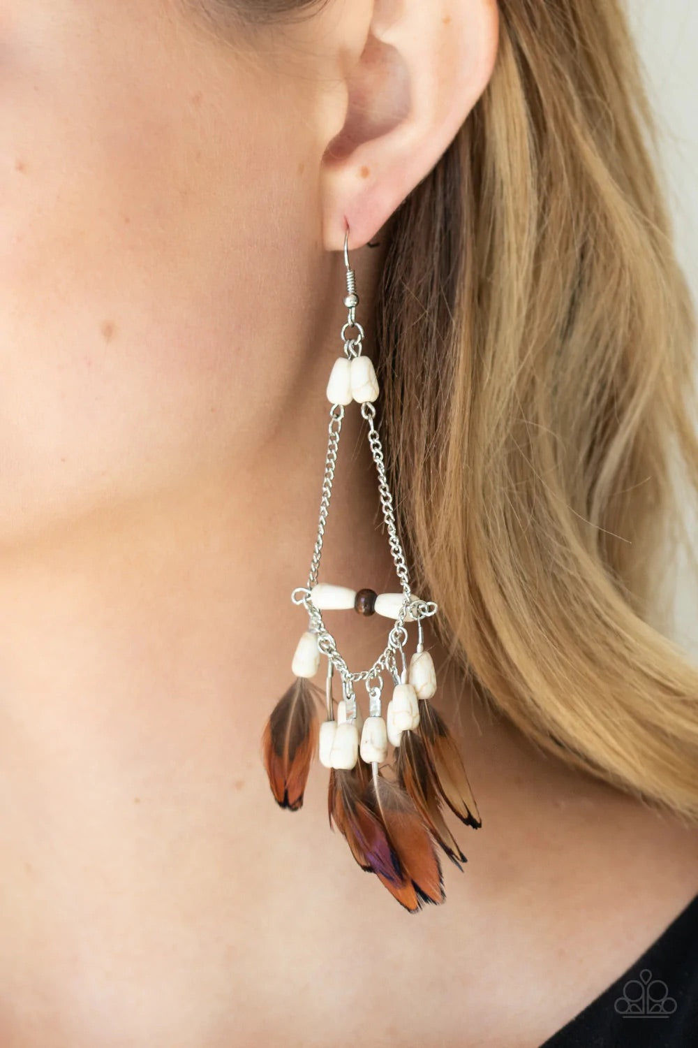 Haute Hawk White Earrings by Paparazzi Accessories