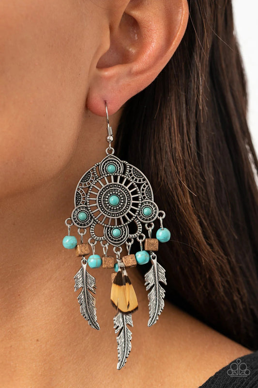 Desert Plains Blue Earrings by Paparazzi Accessories