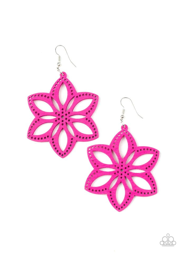 Bahama Blossoms Pink Earrings by Paparazzi Accessories