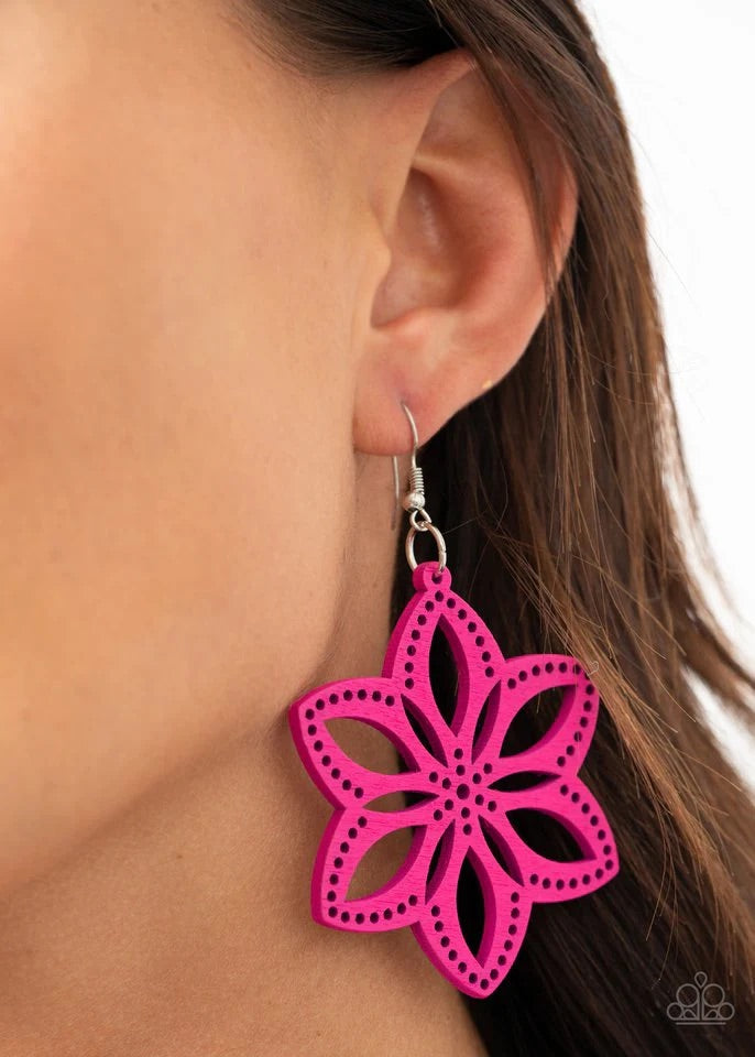 Bahama Blossoms Pink Earrings by Paparazzi Accessories