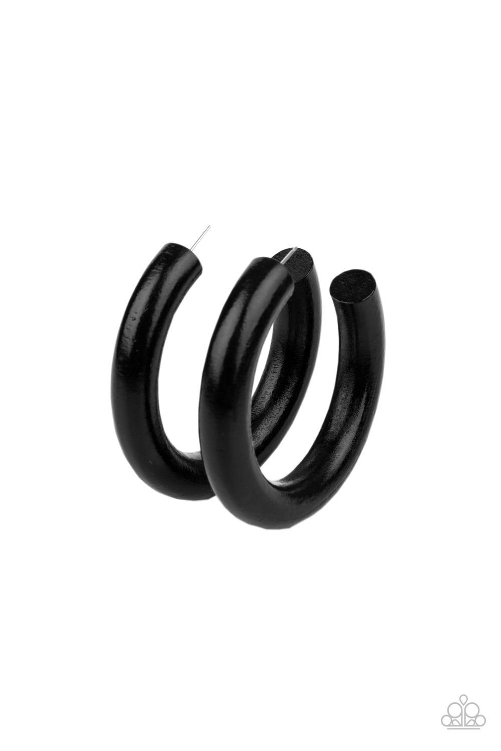 I WOOD Walk 500 Miles Black Hoop Earrings by Paparazzi Accessories