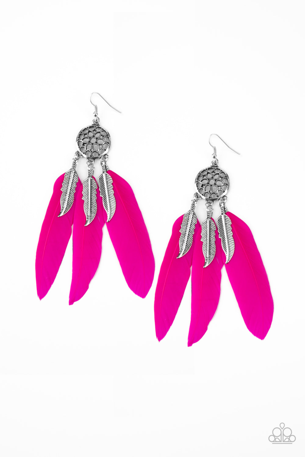 In Your Wildest DREAM-CATCHERS Pink Earrings by Paparazzi Accessories