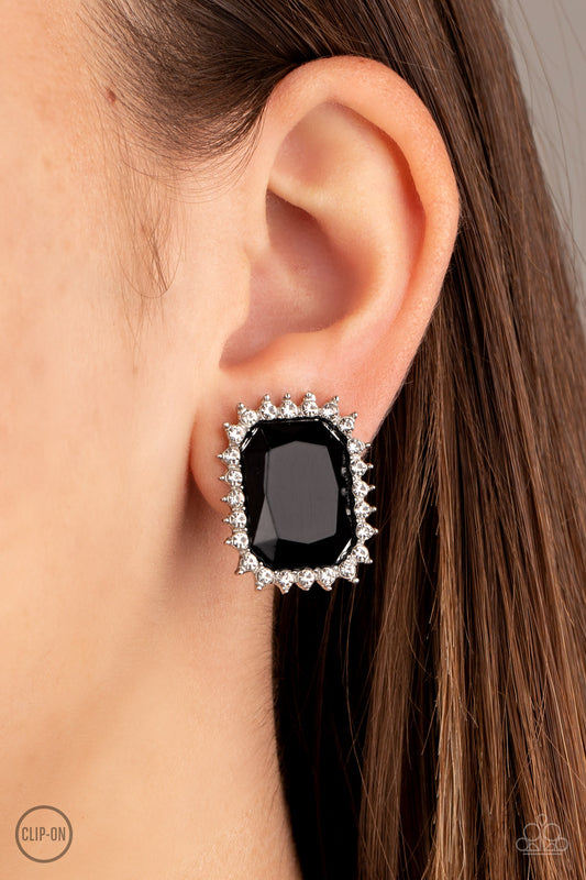 *Paparazzi Clip-On Earrings* "Insta Famous" Black Clip-On Earrings