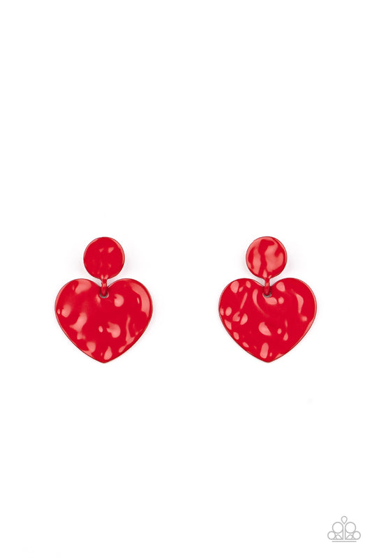 Just a Little Crush Red Post Earrings by Paparazzi Accessories