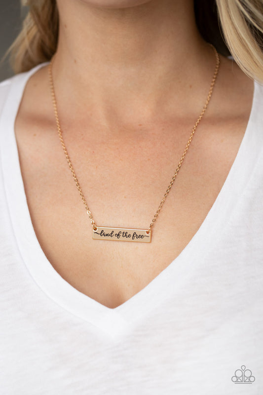 Land of the Free Gold Paparazzi Necklace