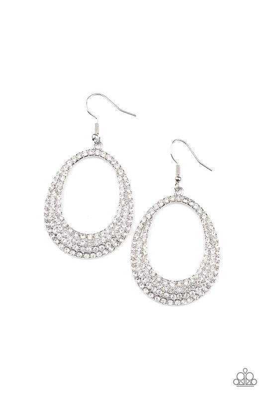 *Paparazzi Earrings* " Life GLOWS On" White Rhinestone Earrings