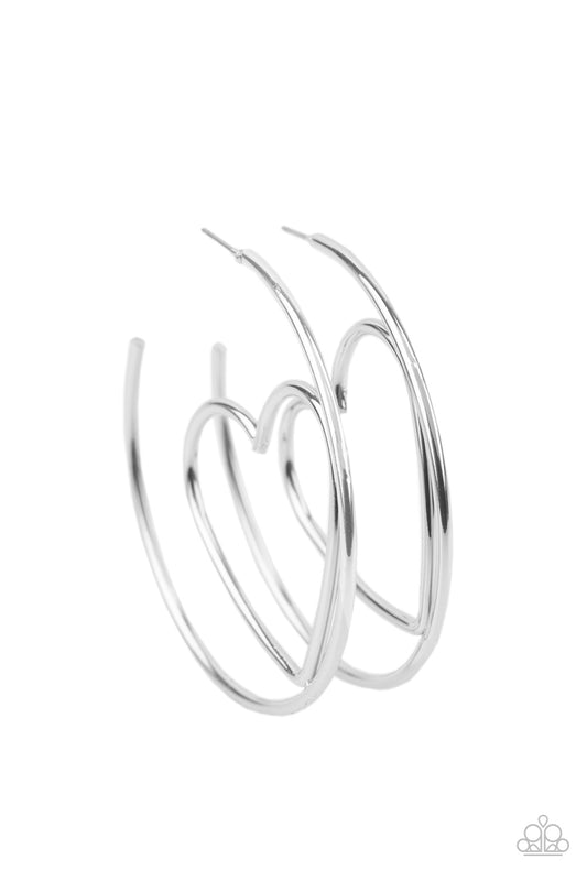 Love At First BRIGHT Silver Hoop Earrings by Paparazzi Accessories