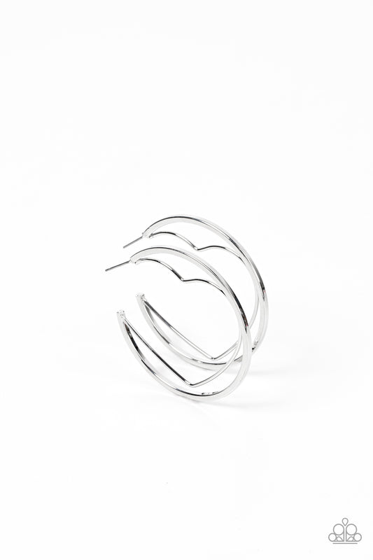 Love Goes Around Silver Hoop Earrings by Paparazzi Accessories