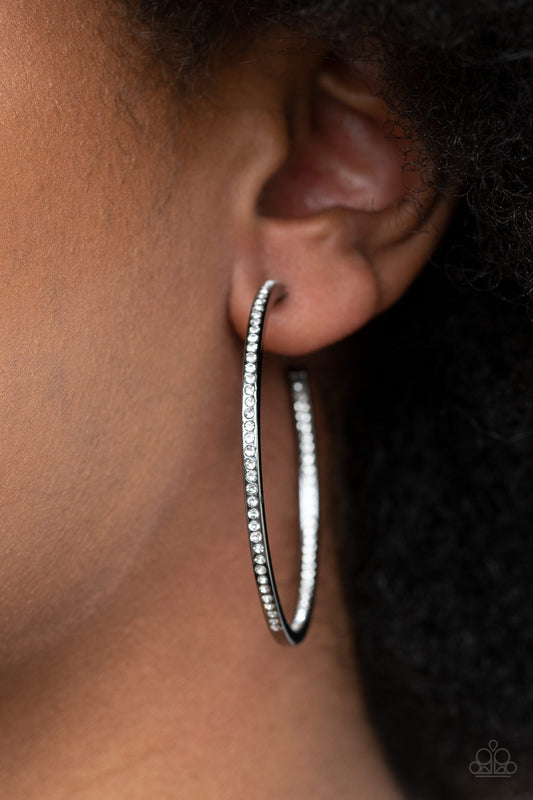 Marquee Magic Black Hoop Earrings by Paparazzi Accessories