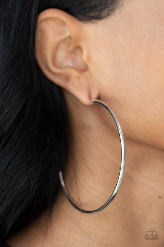 Mega Metro Silver Hoop Earrings by Paparazzi Accessories