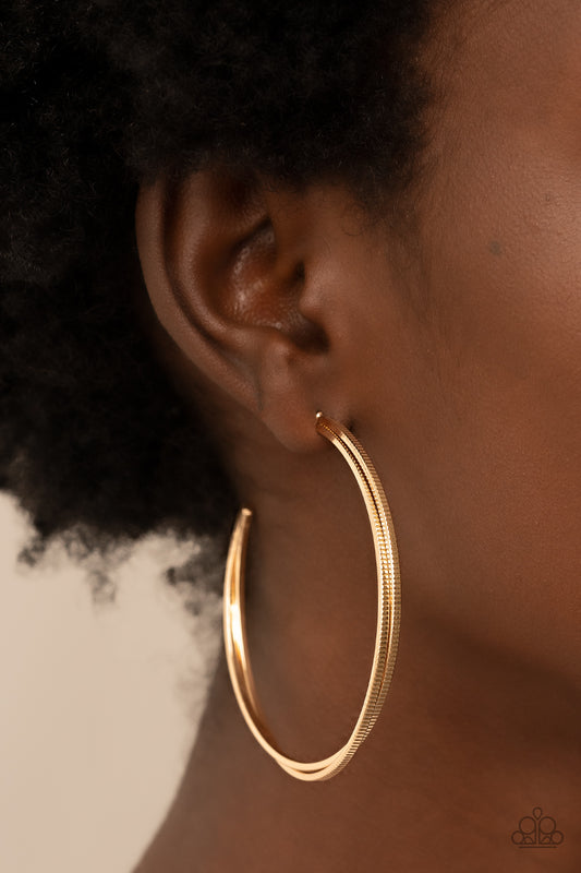 *Paparazzi Earrings* "Monochromatic Curves" Gold Hoop Earrings