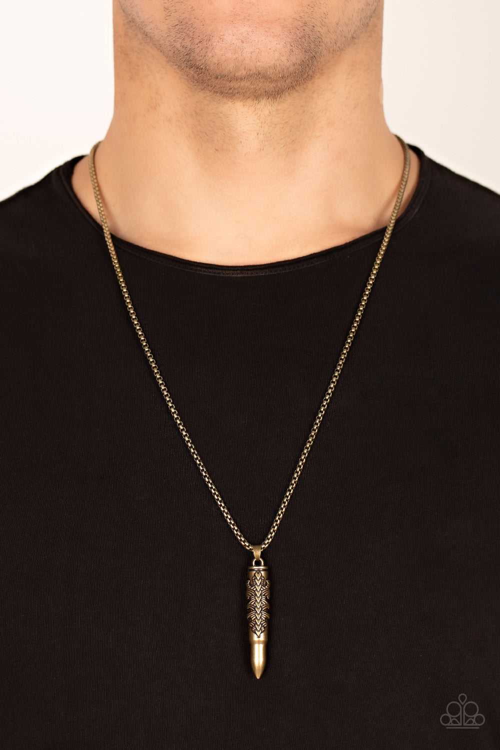 *Paparazzi Men's Necklaces* "Mysterious Marksman" Brass Urban Necklace