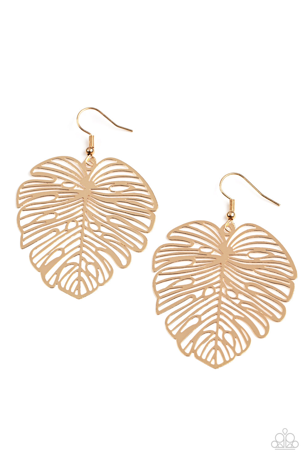 *Paparazzi Earrings* "Palm Palmistry" Gold Stencil Palm-Like leaf Earrings