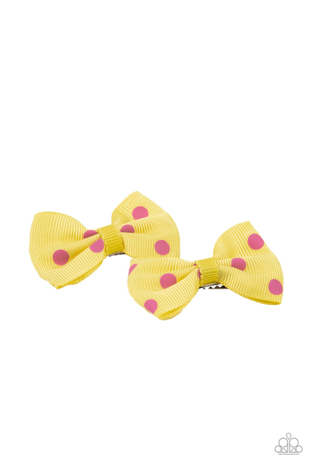 *Paparazzi Hair Accessories* " Polka Dot Drama" Yellow with Pink Polka Dots Hair Clip