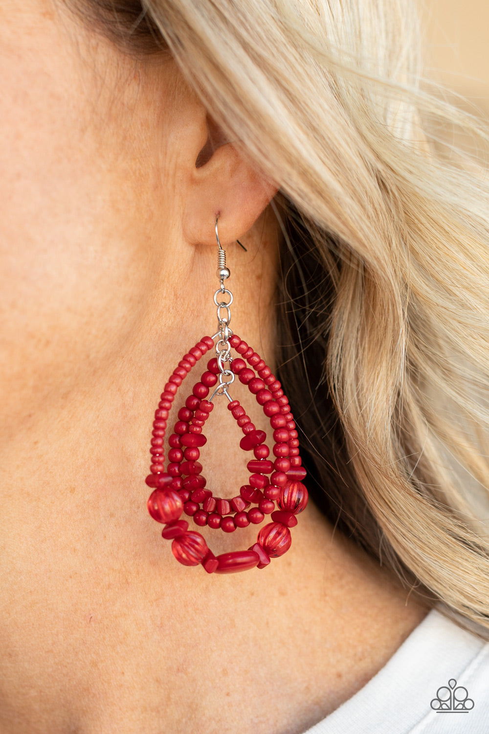 *Paparazzi Accessories* "Prana Party" Red Earrings