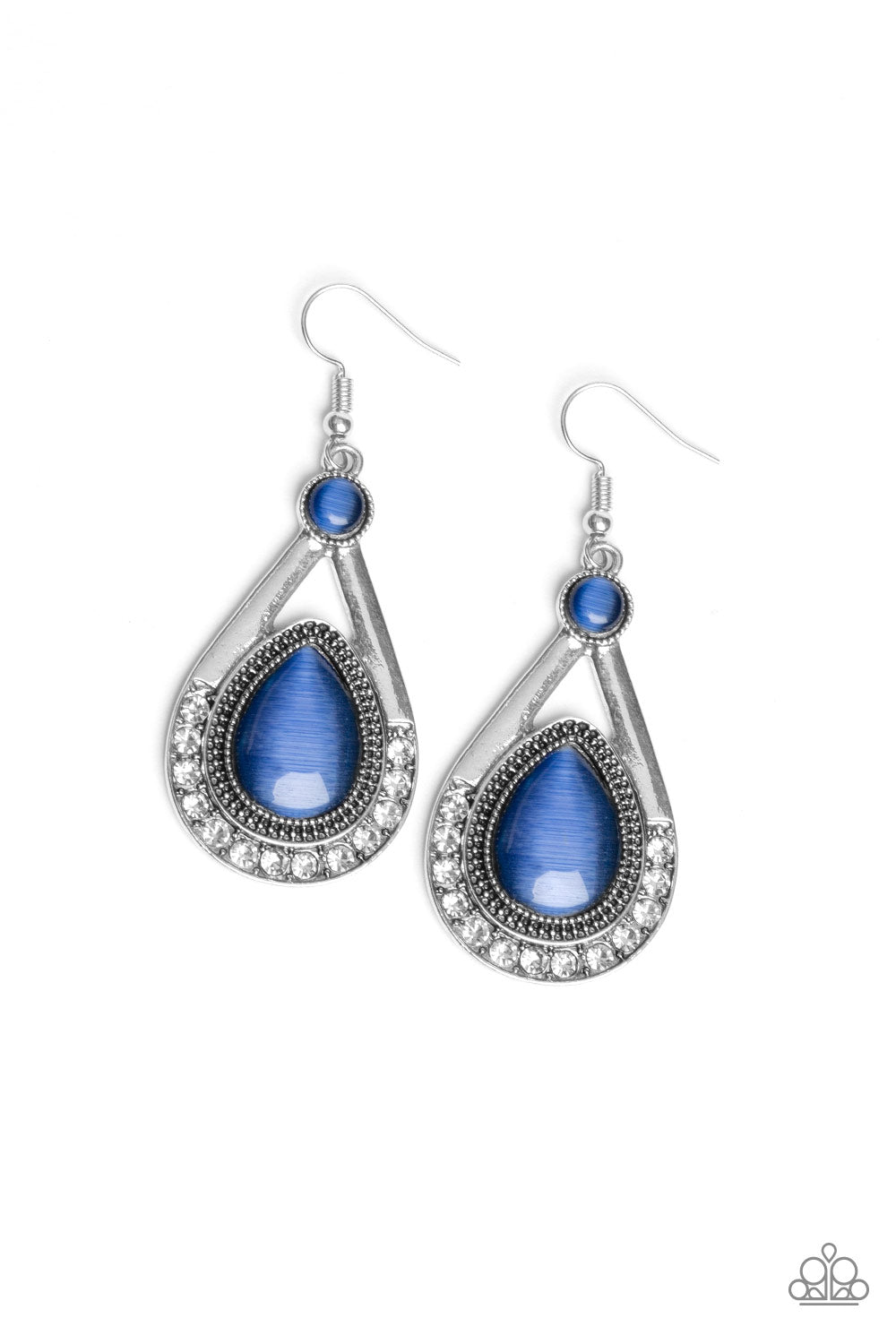 *Paparazzi Earrings* "Pro Glow" Blue Cat's Eye Earrings