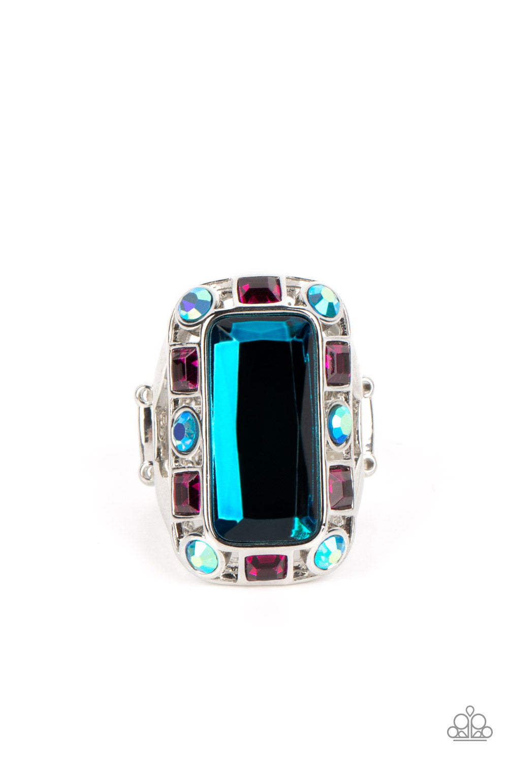 Radiant Rhinestones Blue Ring by Paparazzi Accessories Life of the Party December  2022