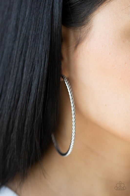 *Paparazzi Hoop Earrings* "Resist The Twist" Silver Hoop Earrings