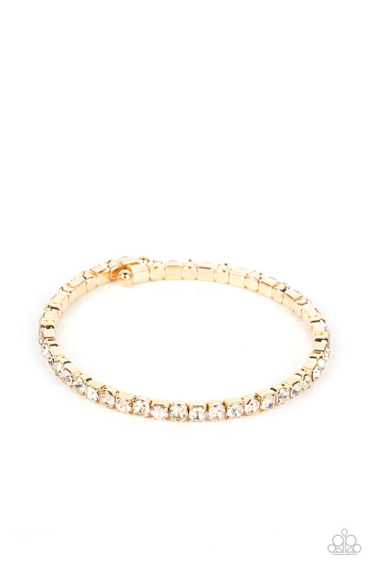 Rhinestone Spell Gold Bracelet by Paparazzi Accessories