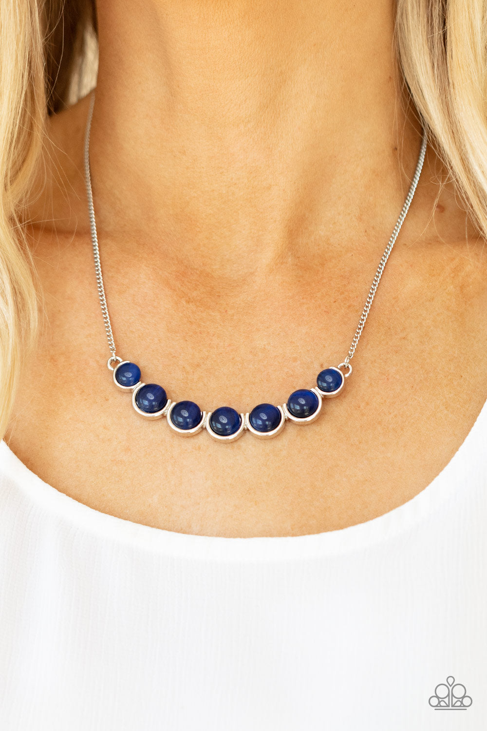 Paparazzi Accessories: Serenely Scalloped Blue Cat's Eye Necklace