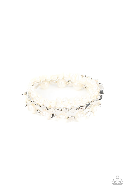 *Paparazzi Bracelet* "Shoreside Soiree" White Bracelet