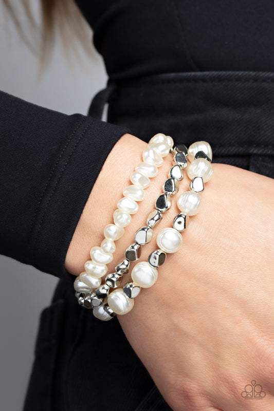 *Paparazzi Bracelet* "Shoreside Soiree" White Bracelet