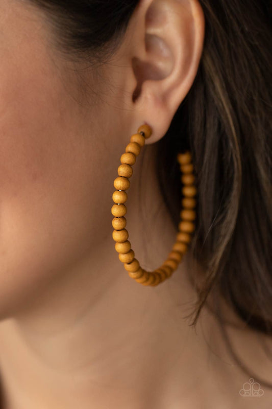 Should Have, Could Have, WOOD Have Brown Hoop Earrings by Paparazzi Accessories