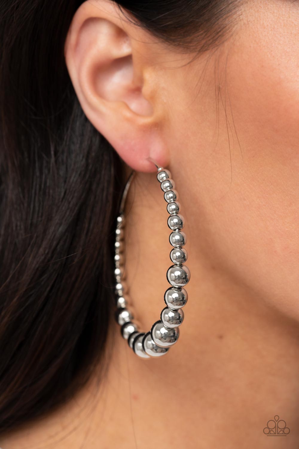 Show Off Your Curves Silver Hoop earring by Paparazzi Accessories