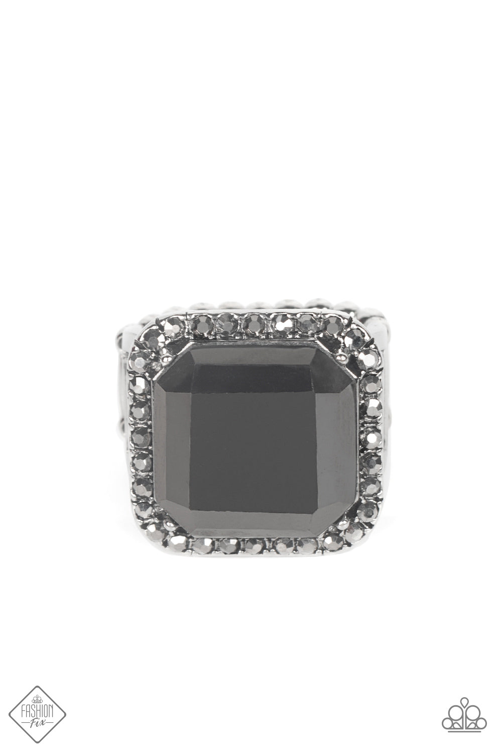 *Paparazzi Ring* "Slow Burn" Silver Hematite Gem Ring Fashion Fix April 2022