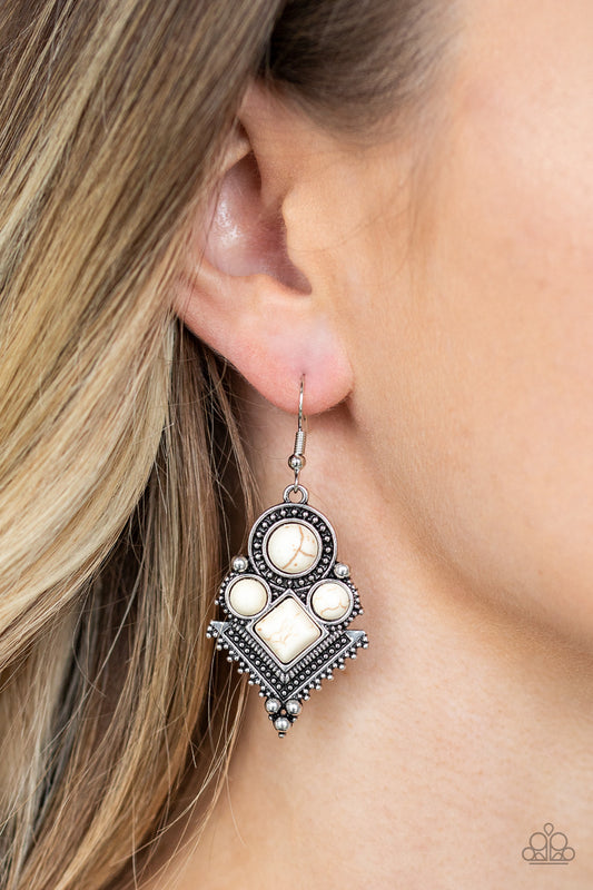 So Sonoran White Earrings by Paparazzi Accessories