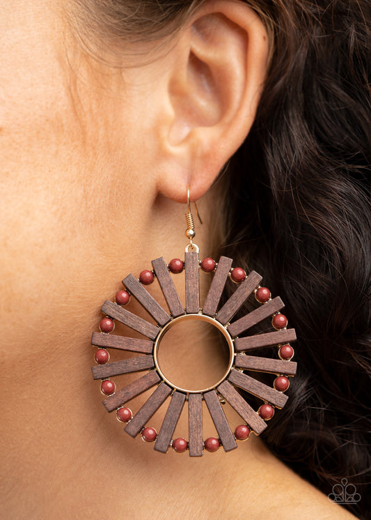 Solar Flare Brown Earrings by Paparazzi Accessories