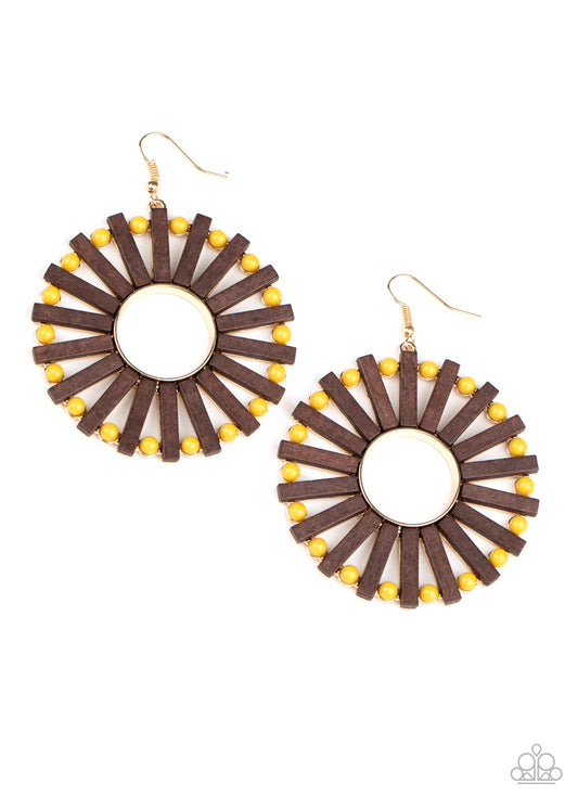 Solar Flare Yellow Earrings by Paparazzi Accessories