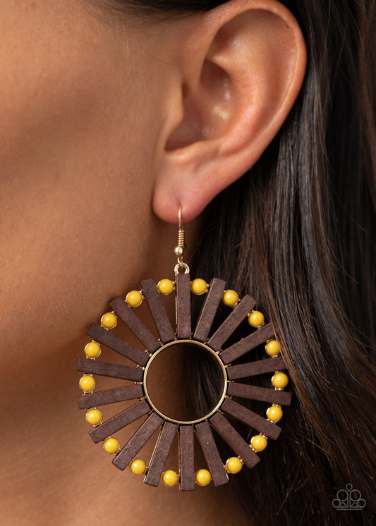 Solar Flare Yellow Earrings by Paparazzi Accessories