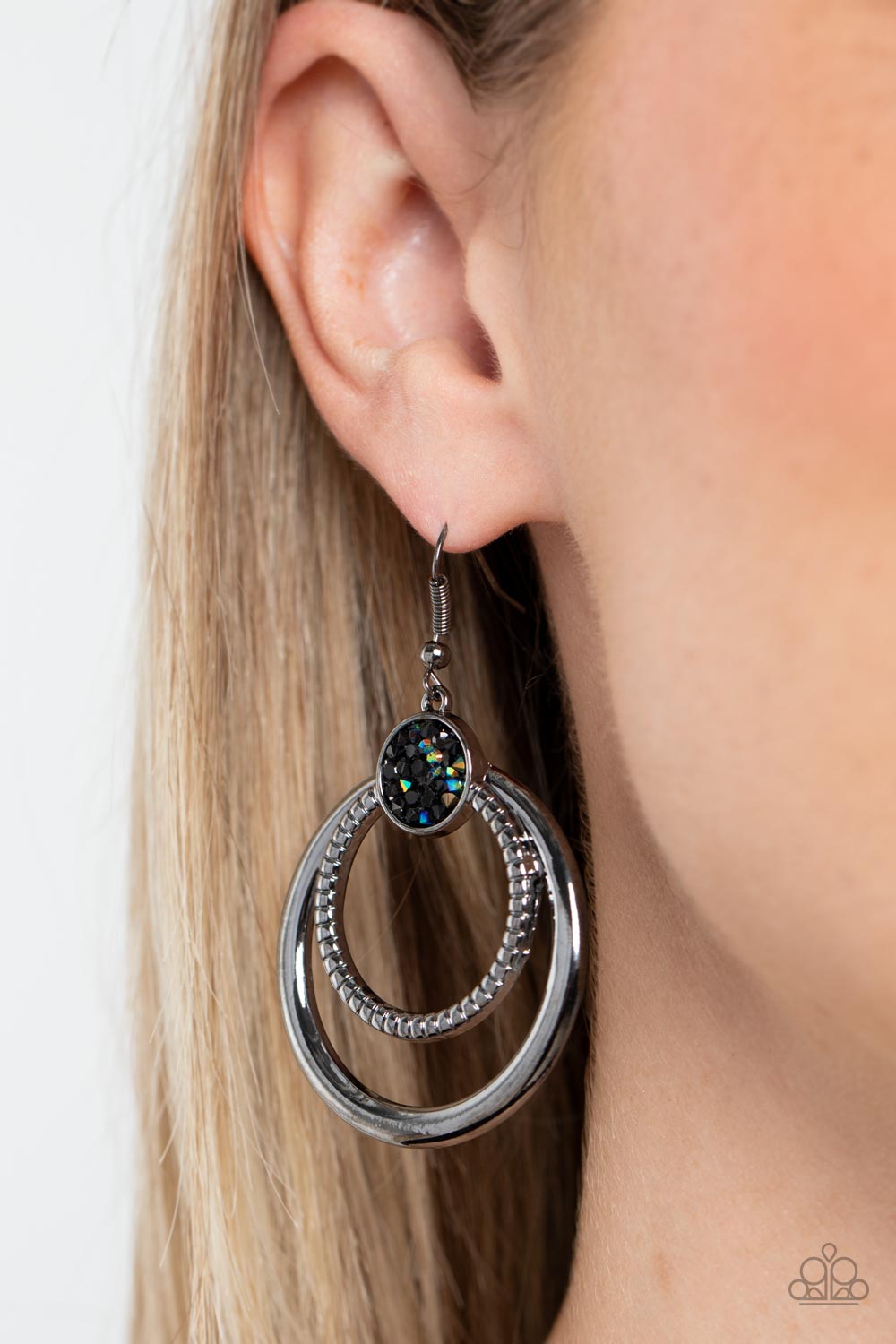 *Paparazzi Earrings* "Spun Out Opulence" Multi Oil Spill Druzy-like Earrings