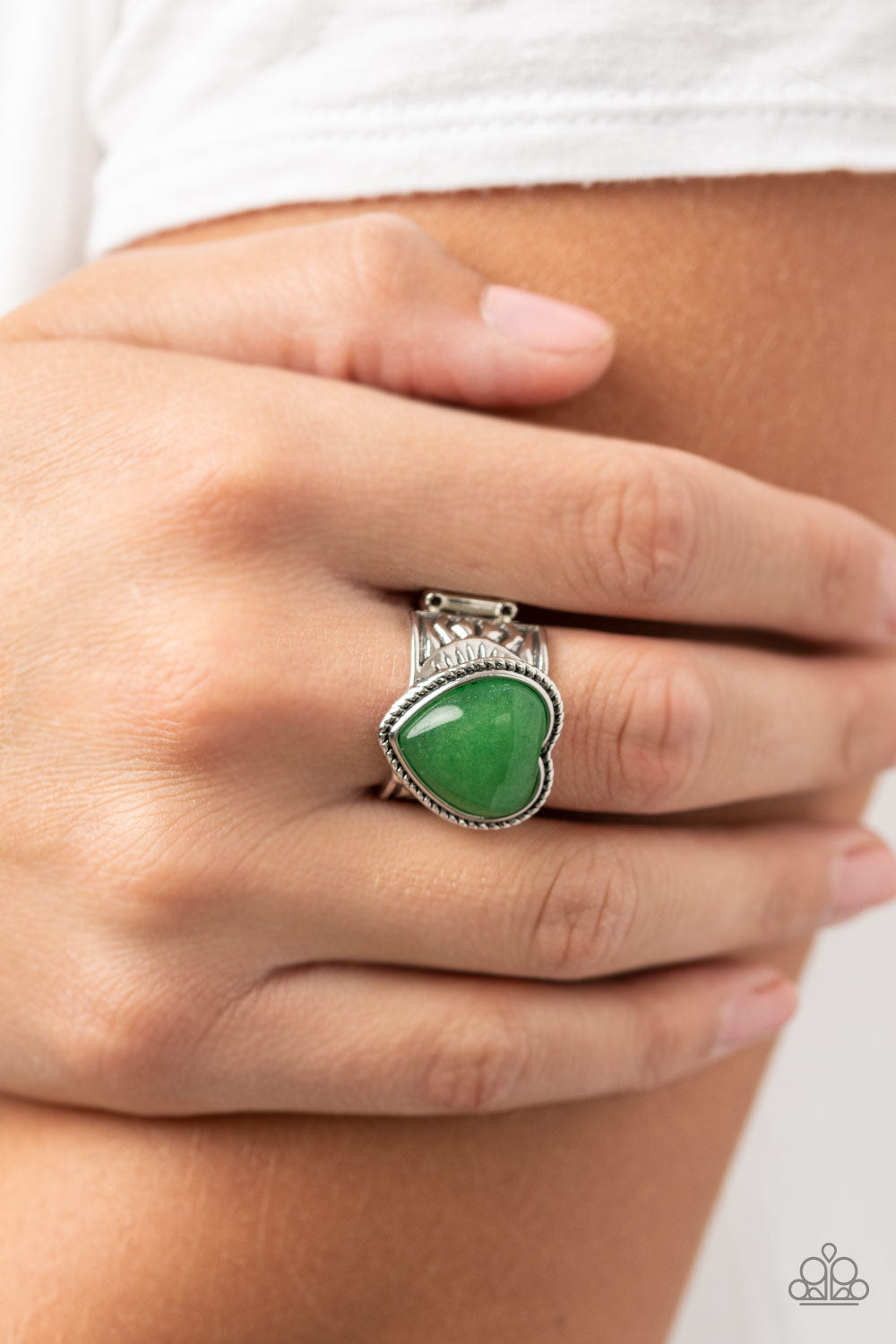 Stone Age Admirer Green Ring by Paparazzi Accessories