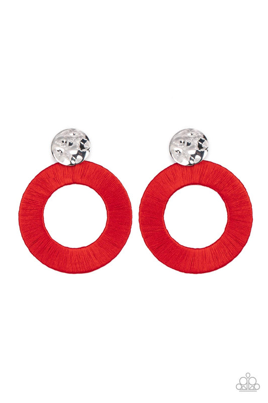 Strategically Sassy Red Post Earrings by Paparazzi Accessories