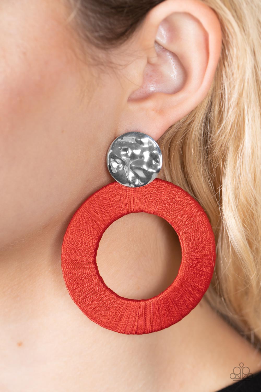 Strategically Sassy Red Post Earrings by Paparazzi Accessories