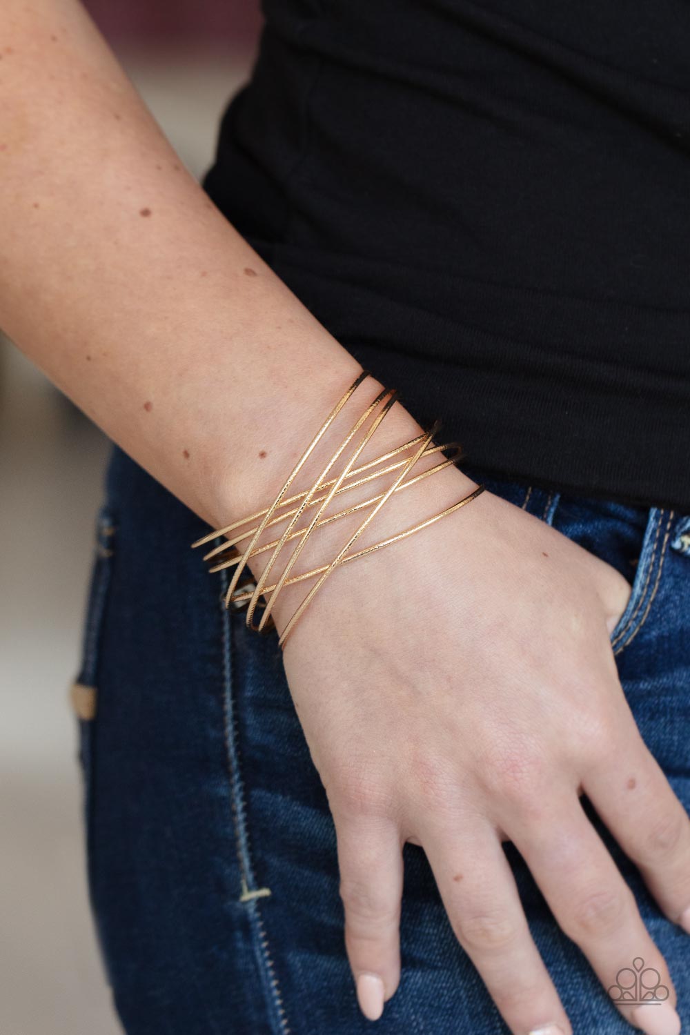 Strike Out Shimmer Gold Bracelet by Paparazzi Accessories