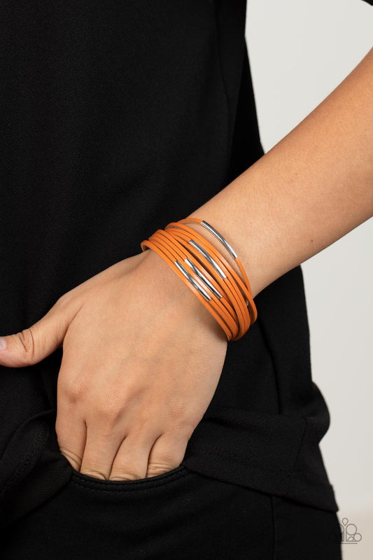 Suburban Outing Orange Bracelet w/magnetic closure by Paparazzi Accessories