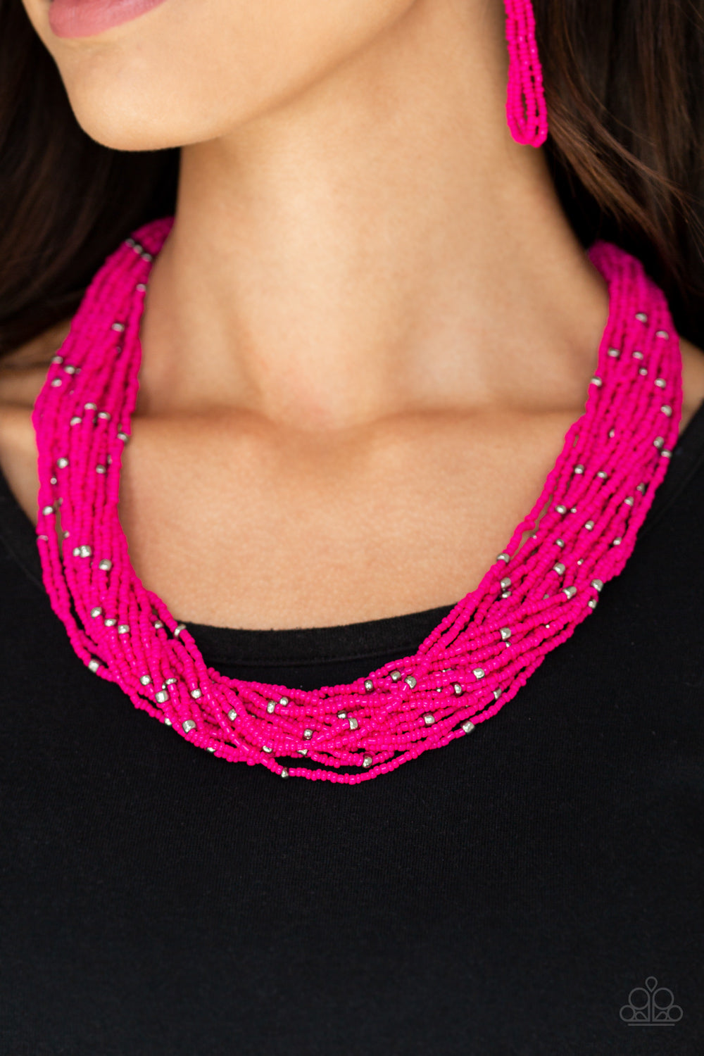 Summer Samba Pink Seed Bead Necklace by Paparazzi Accessories