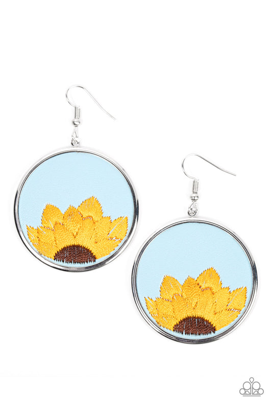 *Paparazzi Earrings* " Sun-Kissed Sunflowers" Blue Earrings