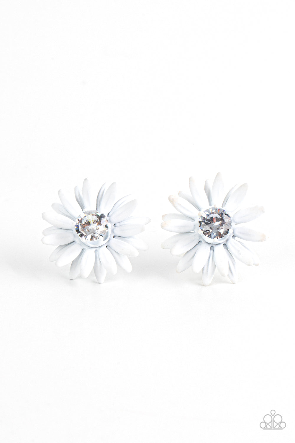 Sunshiny DAIS-y White Post Earrings by Paparazzi Accessories