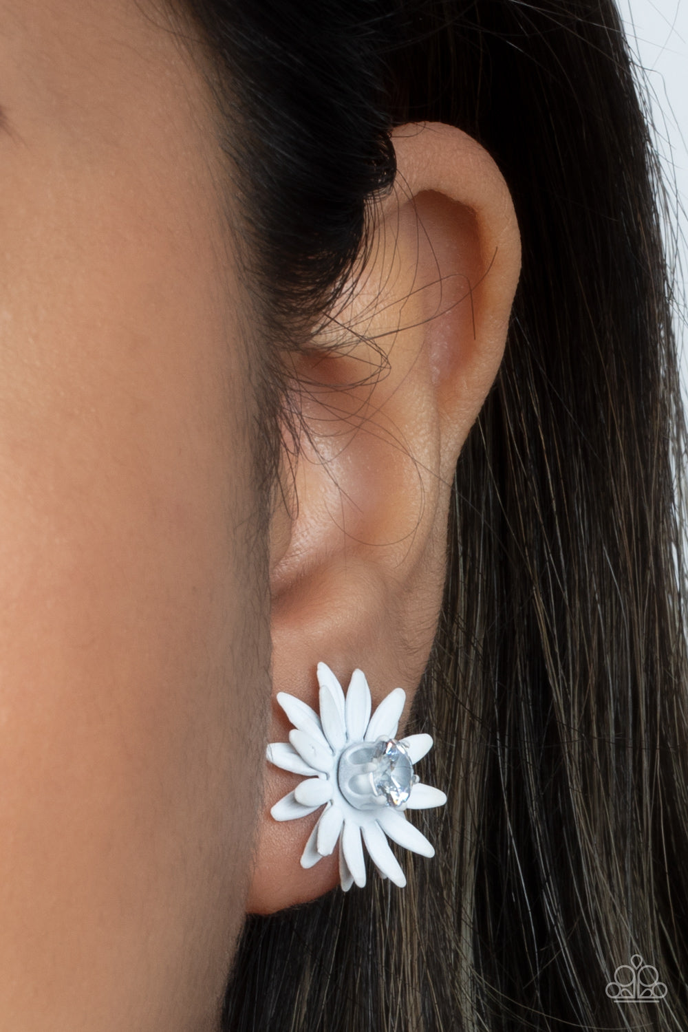 Sunshiny DAIS-y White Post Earrings by Paparazzi Accessories