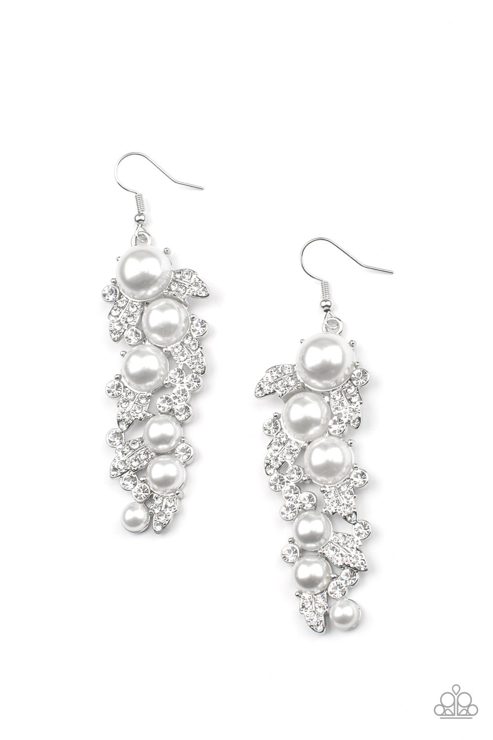 The Party Has Arrived White Earrings Life of the Party July 2022 by Paparazzi Accessories