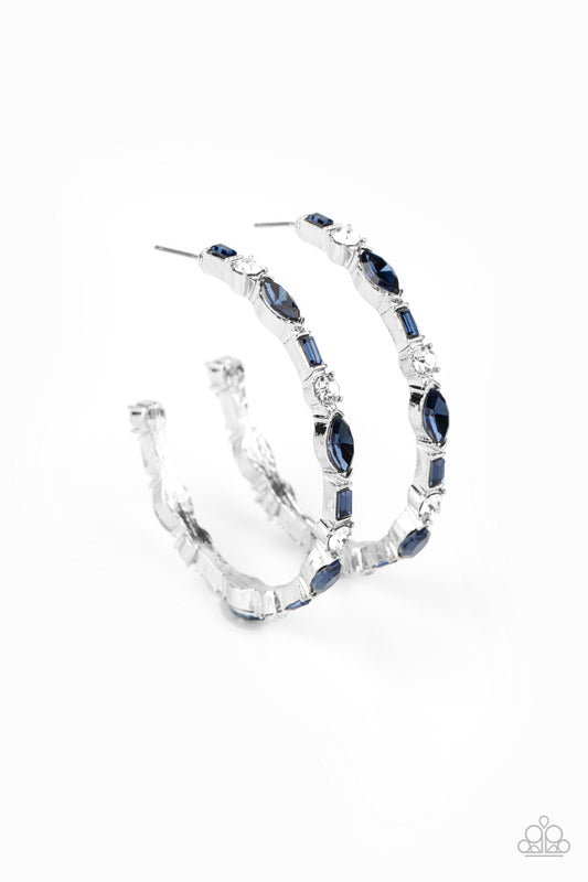 There Goes The Neighborhood - Blue Paparazzi Hoop Earrings