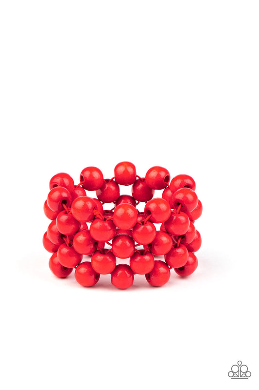 Tiki Tropicana Red Bracelet by Paparazzi Accessories