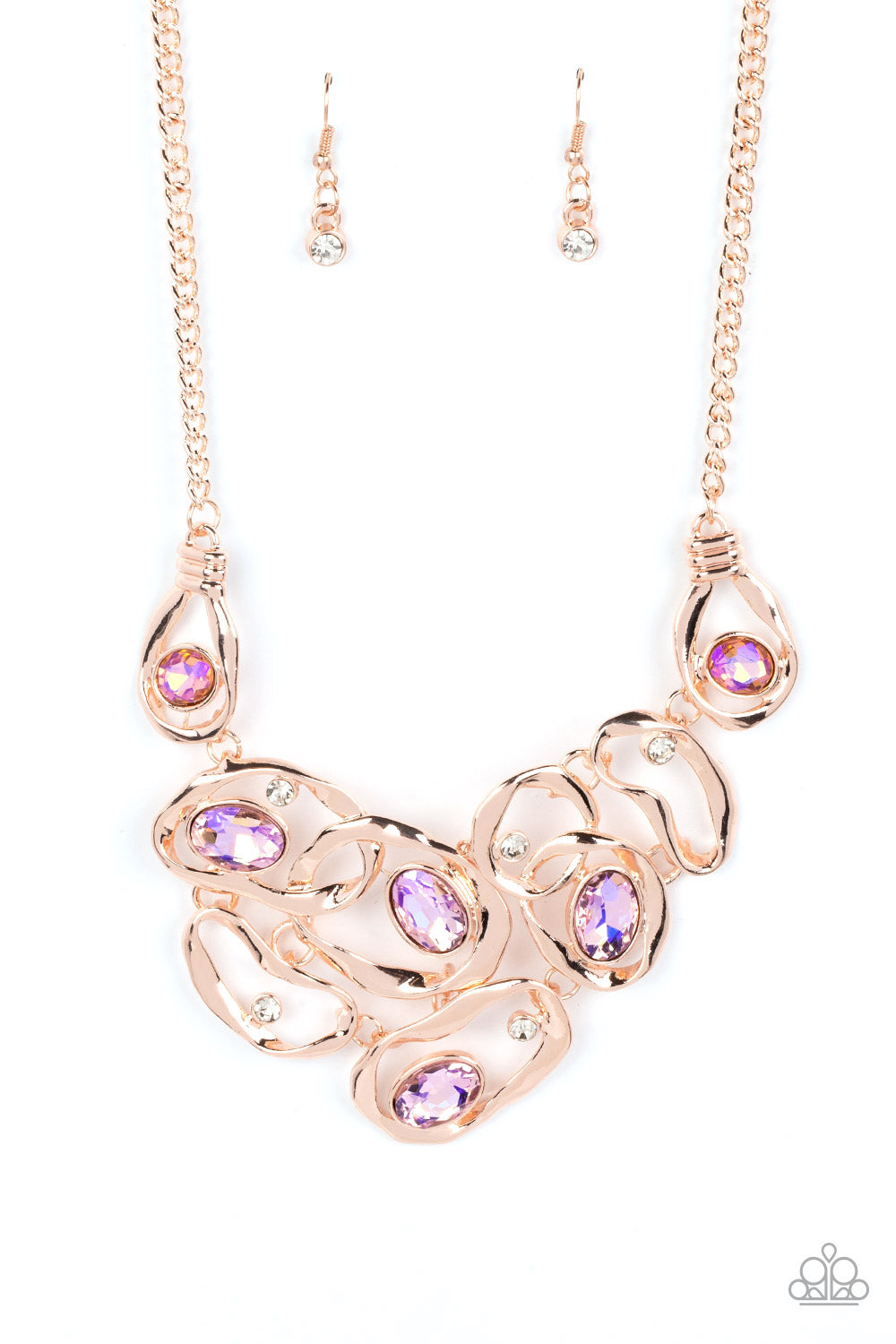 "Warp Speed" Rose Gold Necklace Life of the Party Exclusive July 2022 by Paparazzi Accessories